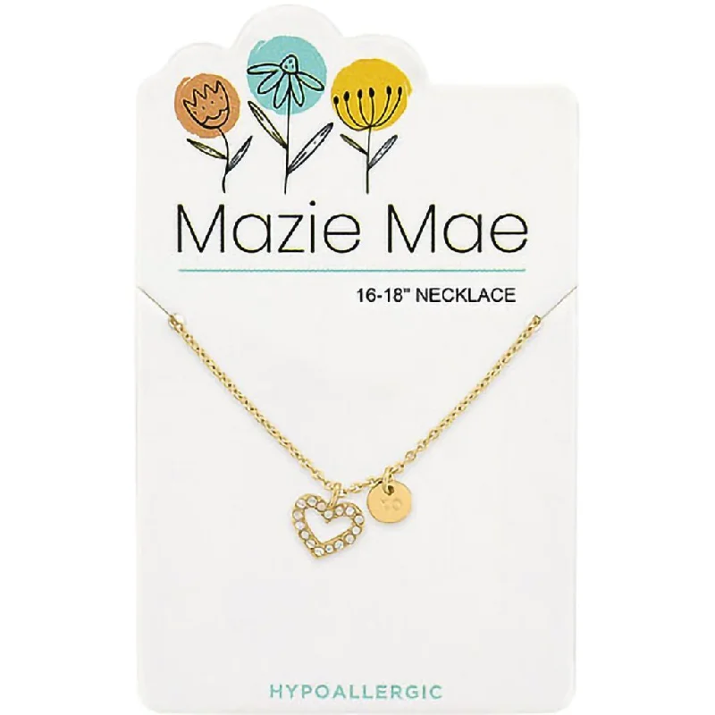 Center Court: Gold Open White Opal Heart & "XO" Dangle Mazie Mae Necklace