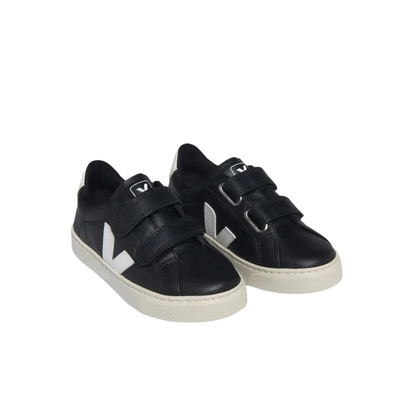 VEJA Black/White Leather Small Esplar Sneaker