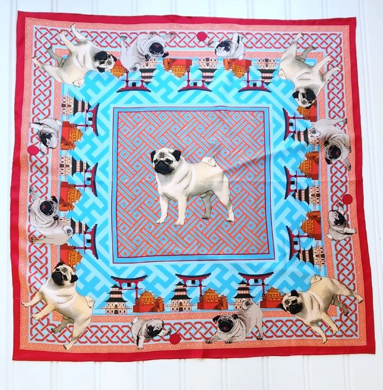 Pug Silk Scarf