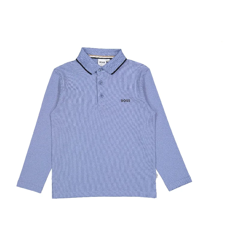 Hugo Boss Blue Mini Me Long -Sleeve Polo