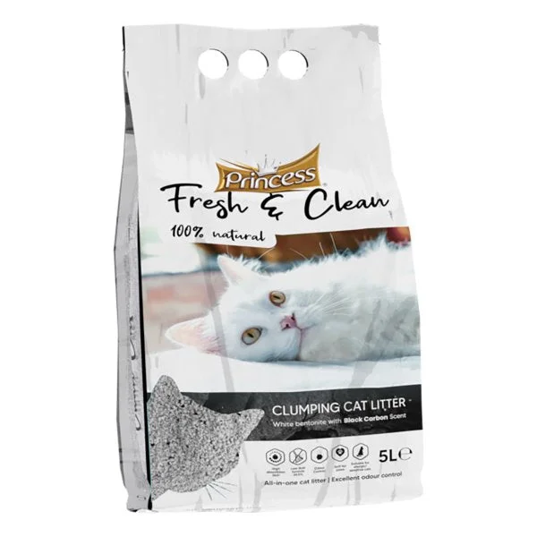 Princess Litter Fresh and Clean Clumping Litter, Black Carbon