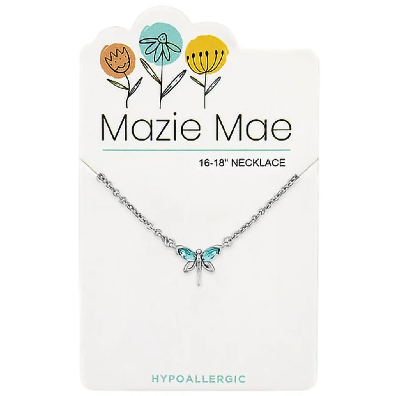 Center Court: Silver Aquamarine Dragonfly Mazie Mae Necklace