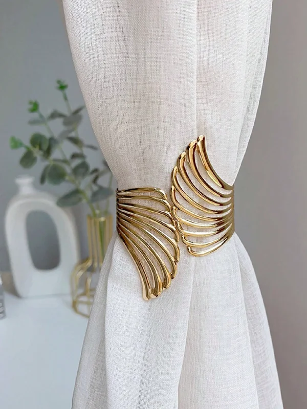 1pc Thickened Simple And Elegant Curtain Tieback With Metal Hollow Wing Design, No Drill Curtain Hooks And Napkin Rings