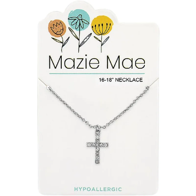 Center Court: Silver CZ Cross Mazie Mae Necklace