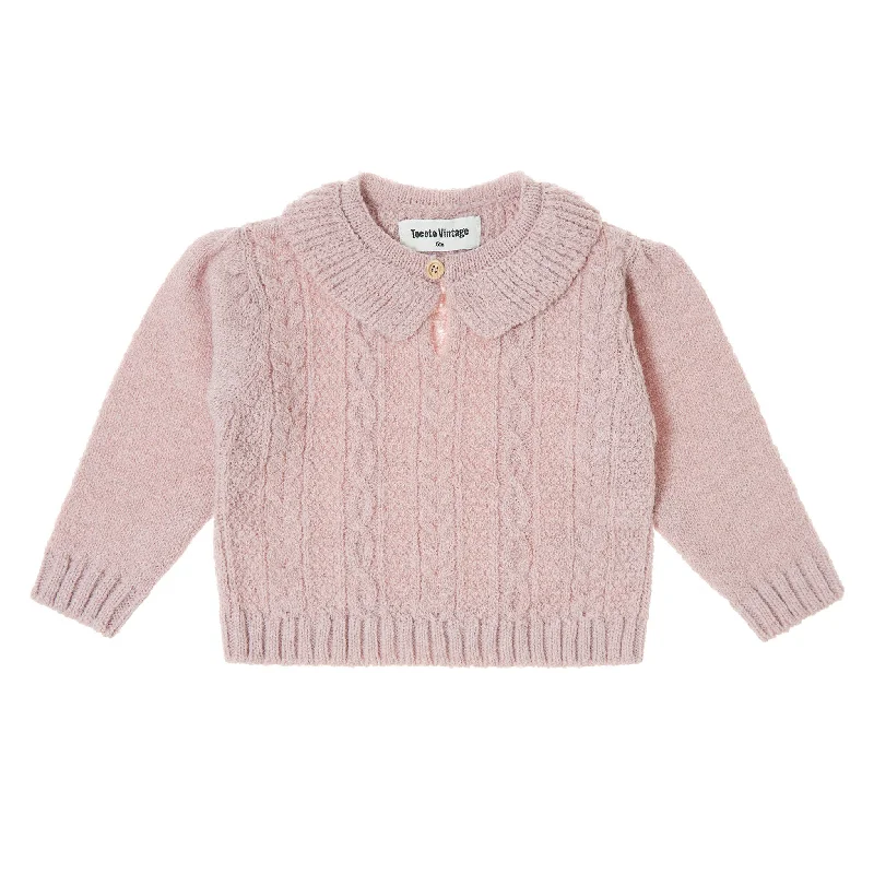 Tocoto Vintage Pink Ruffle Neck Baby Pullover