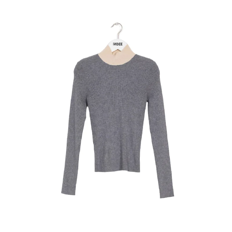 Indee Grey Ribbed Knitted Turtleneck