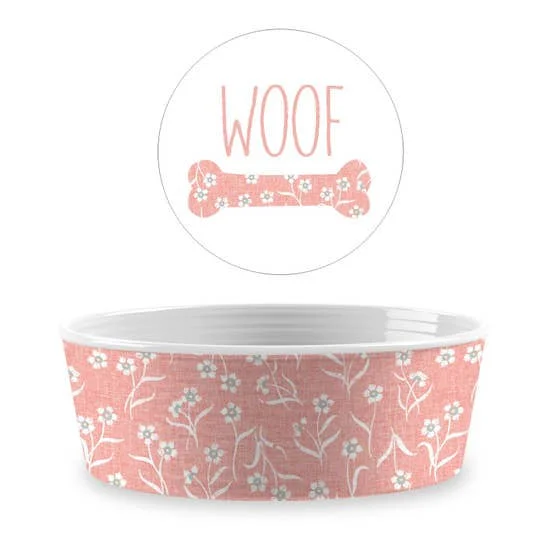 Tarhong Flower Fields Single Wall Pet Bowl Blush