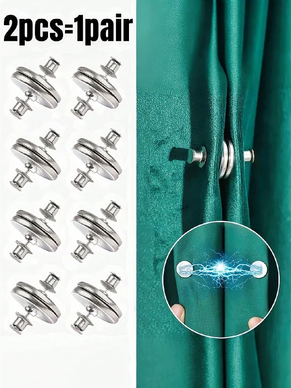 2/4/6/10pcs Simple Circular Magnetic Curtain Buckle, Window Curtain Light-Proof Button, Detachable Curtain Decoration, Clothing Fixing Button