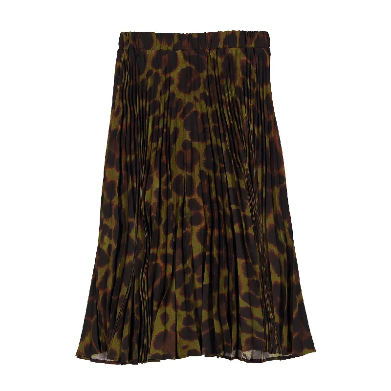 Olivia Rohde Leopard Pleated Skirt