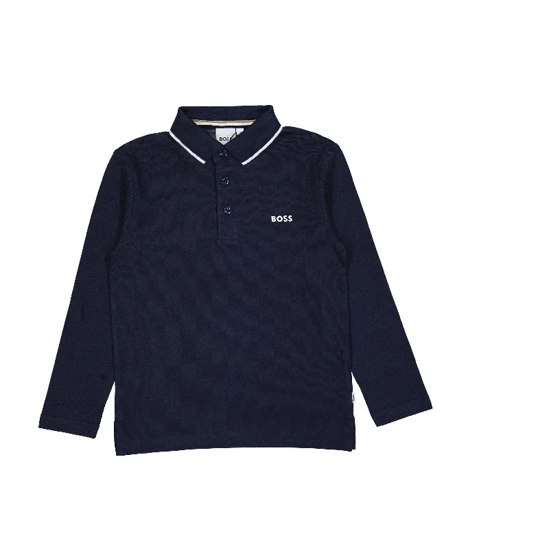 Hugo Boss Navy Mini Me Long -Sleeve Polo