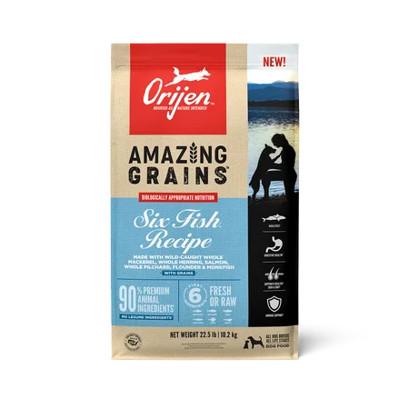 ORIJEN Amazing Grains Six Fish High Protein Dry Dog Food