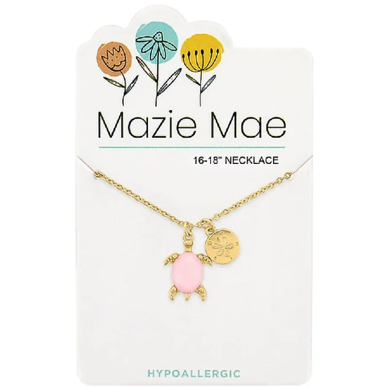 Center Court: Gold Rosewater Opal Turtle & Sand Dollar Dangle Mazie Mae Necklace