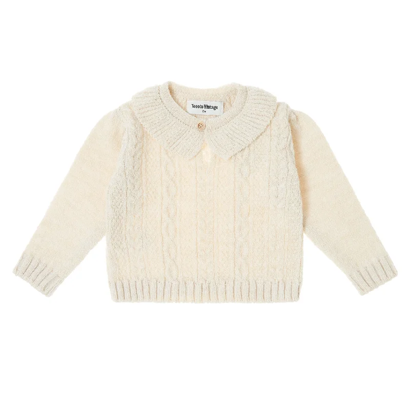 Tocoto Vintage Off White Ruffle Neck Baby Pullover