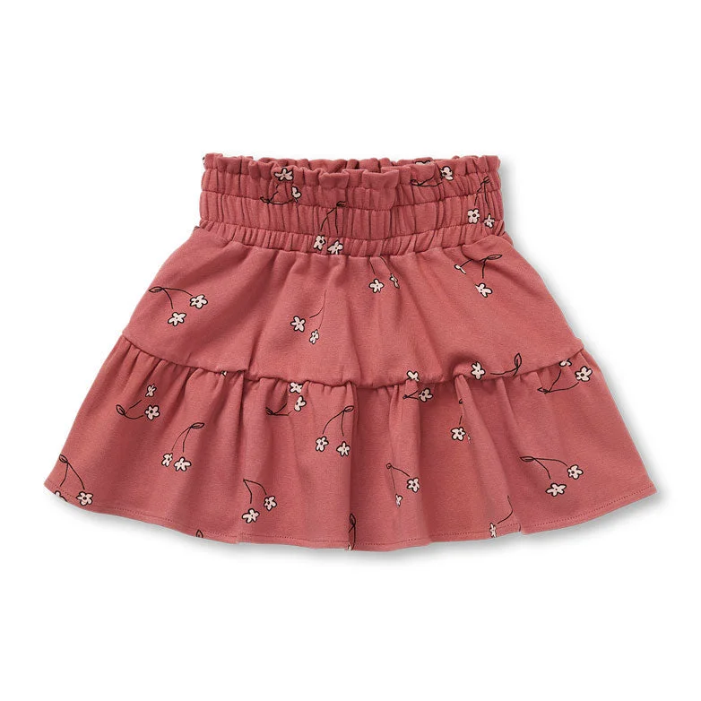 Sproet and Sprout Mauve Flower Cherry Print Smock Skirt