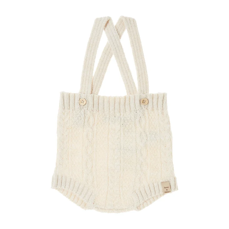 Tocoto Vintage Off White Knitted Suspender Bloomer