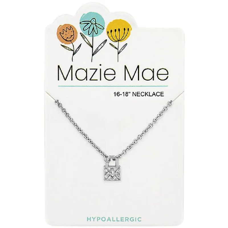 Center Court: Silver CZ Padlock Mazie Mae Necklace