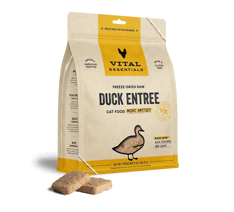 Vital Essentials Freeze-Dried Raw Duck Entree Mini Patties Cat Food