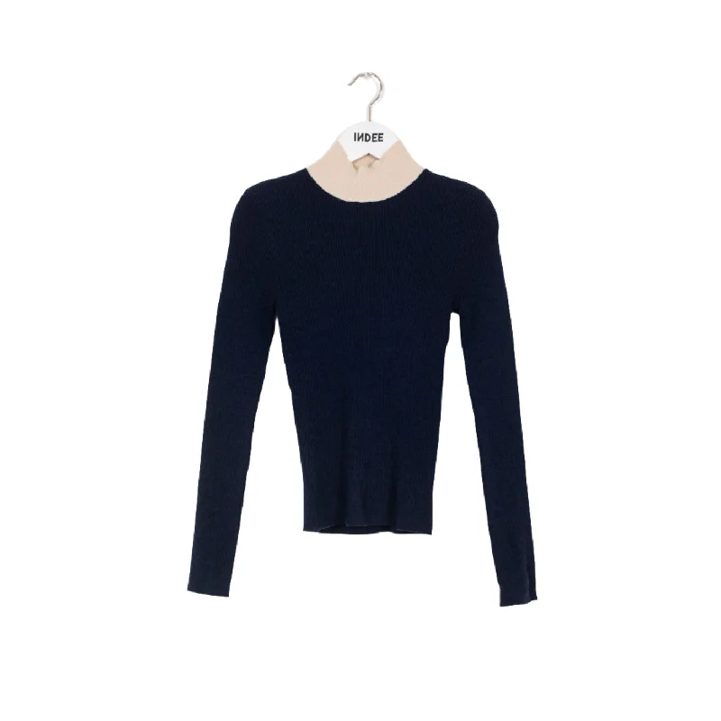 Indee Navy Ribbed Knitted Turtleneck