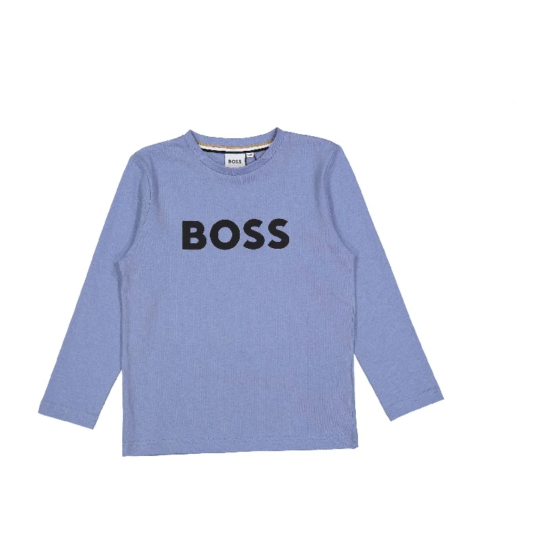 Hugo Boss Blue Mini Me Long Sleeve Logo T-Shirt