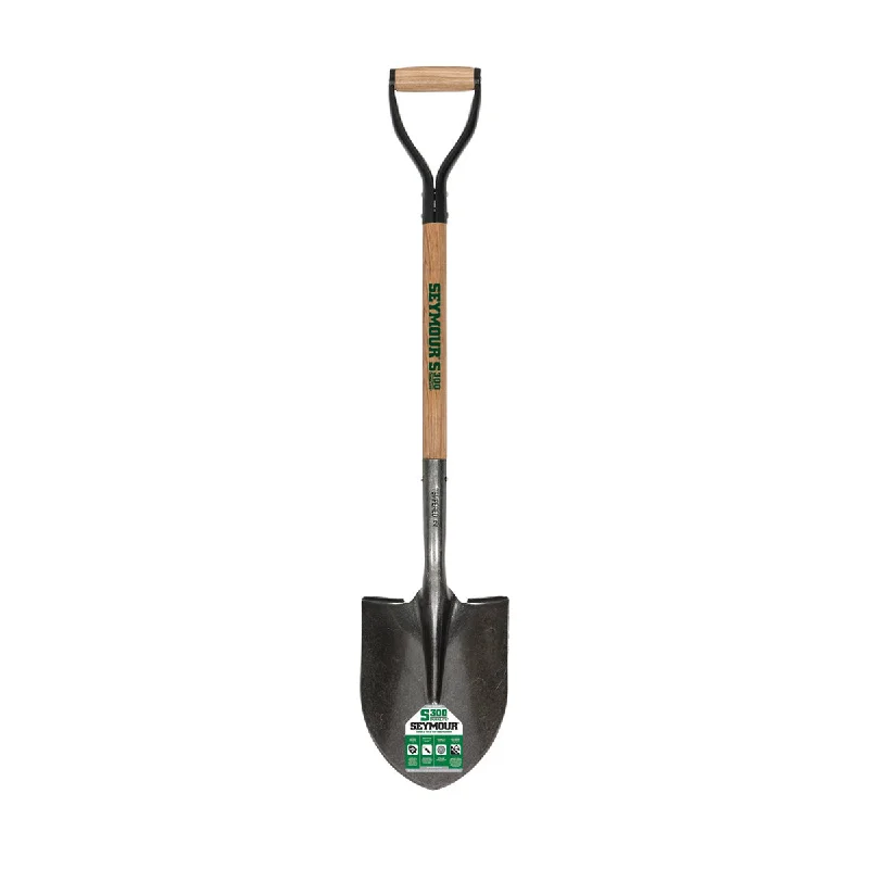 Seymour Midwest 16 Ga. Round Point Shovel, 26" Hardwood Handle, Steel D-Grip