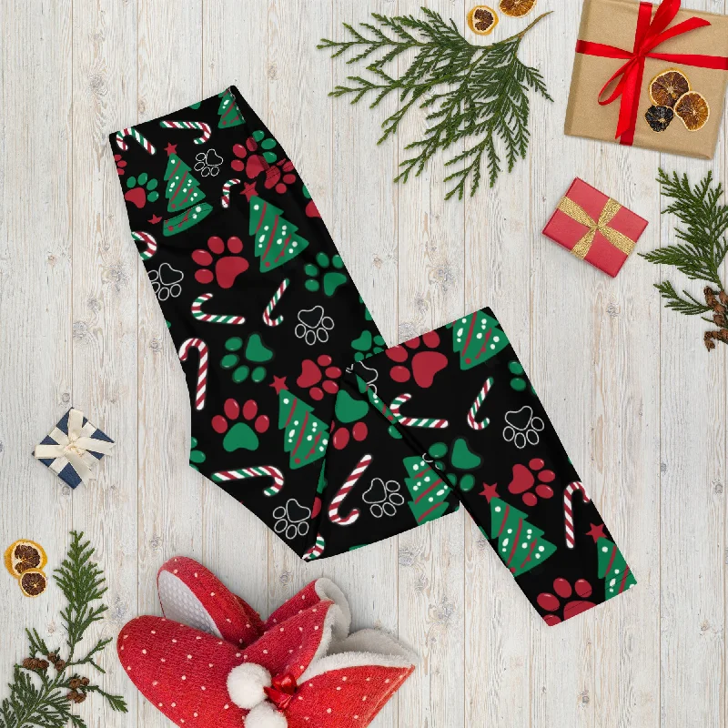 Christmas Paws & Candy Canes Leggings