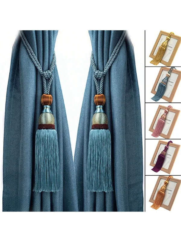 2pcs Curtain Tiebacks With Tassel Ball, Curtain Accessories, Window Curtain Holdbacks, Suitable For Living Room, Office, Home Decoration