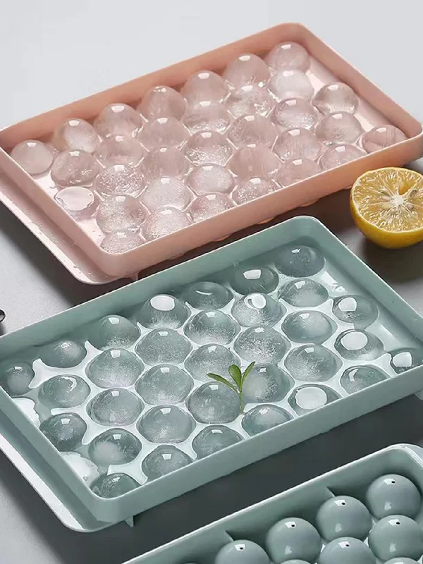 1pc Random Color Plastic Ice Tray, Minimalist 33 Grid Ice Ball Mold With Lid For Home