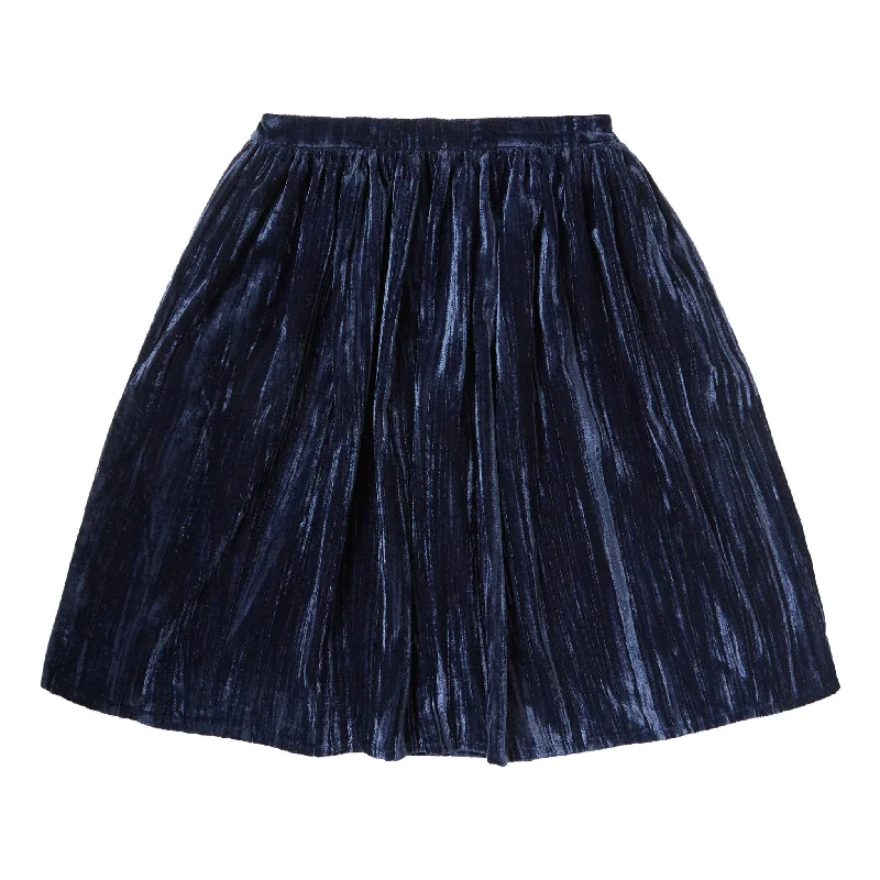 Tocoto Vintage Navy Velvet Long Skirt