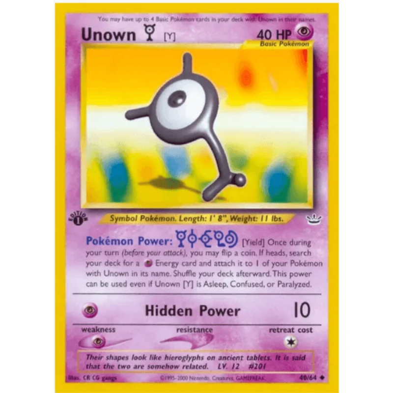 1st edition Unown [Y] - Neo Revelation #40/64