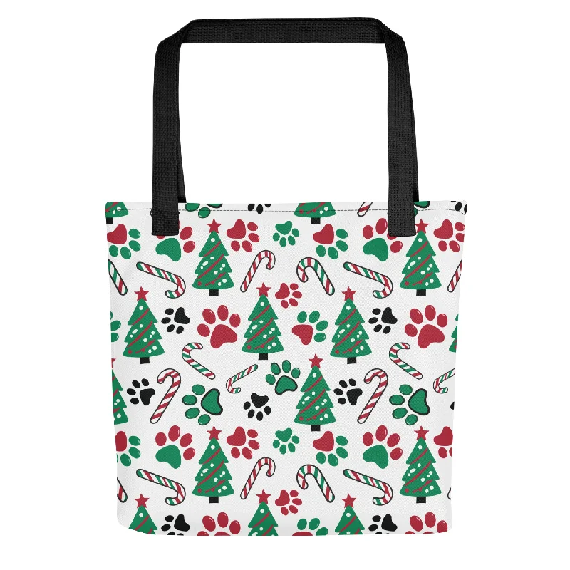 Christmas Paws & Candy Canes Tote Bag