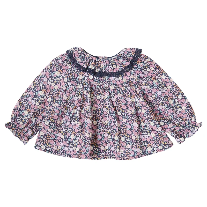 Tocoto Vintage Navy Flower Print Baby Blouse