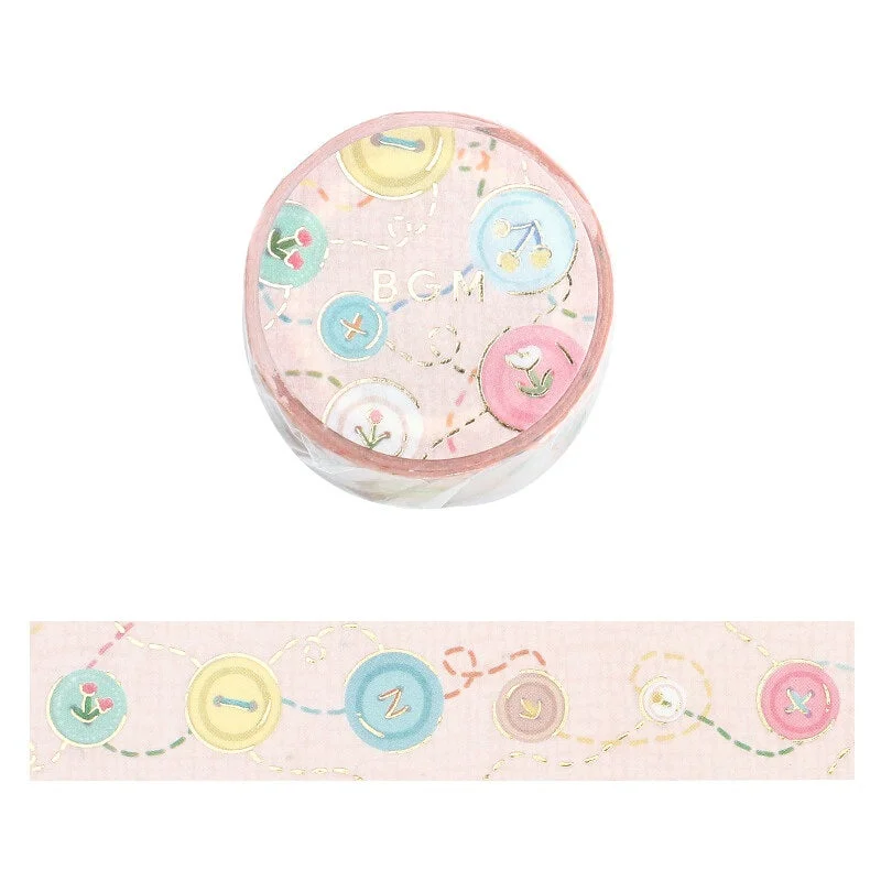 Cute Kawaii BGM Washi / Masking Deco Tape - Colorful Button Decor Bullet Note - for Scrapbooking Journal Planner Craft