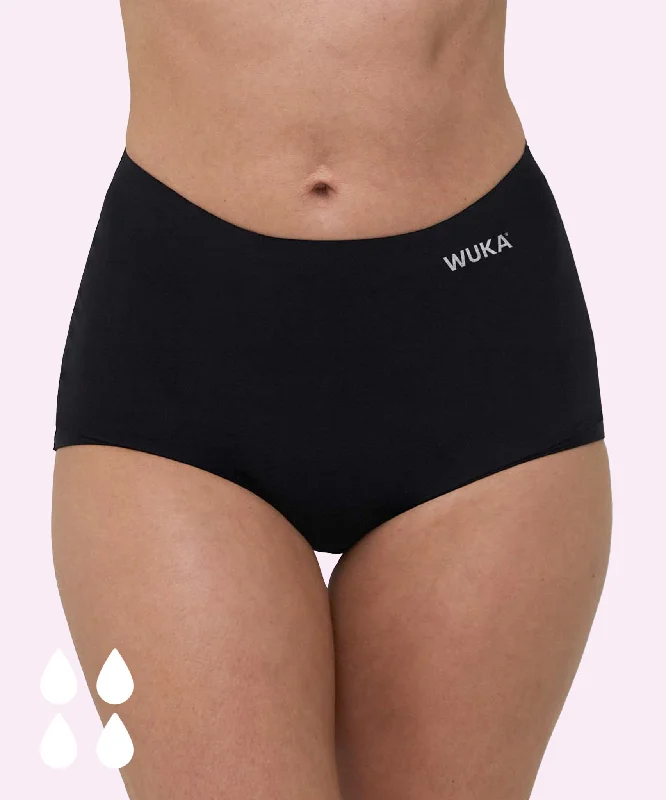 WUKA Stretch Boxer Shorts Black - Heavy Flow