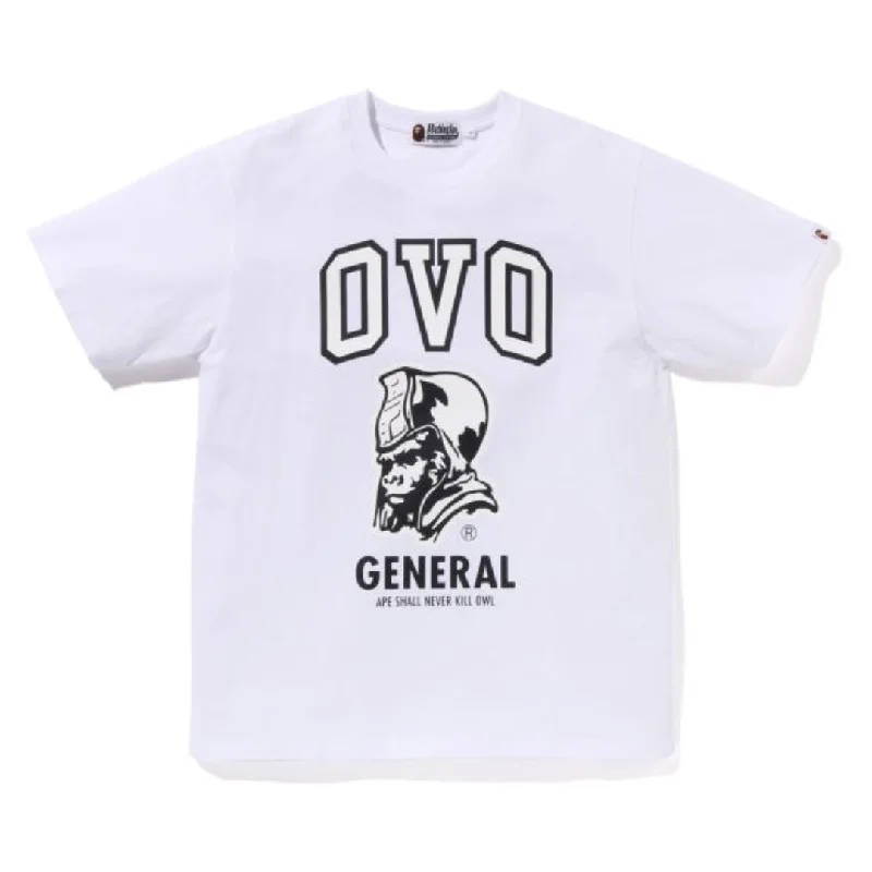 A BATHING APE® OVO collaboration series logo print T-shirt White