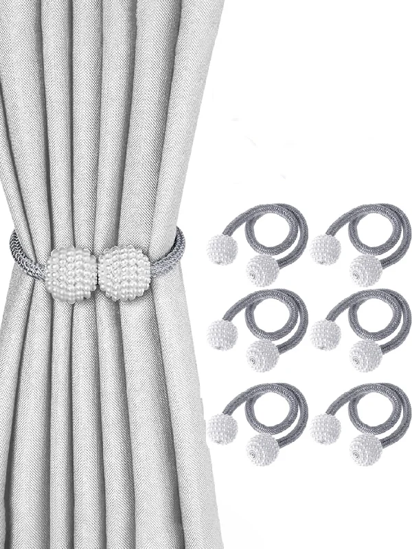 1/4/6Pcs Magnetic Curtain Tiebacks,Convenient Drape Tie Backs Decorative Curtain Holdbacks Holder Curtain Tiebacks For Window Draperies, No Tools Required-Pearl Shape