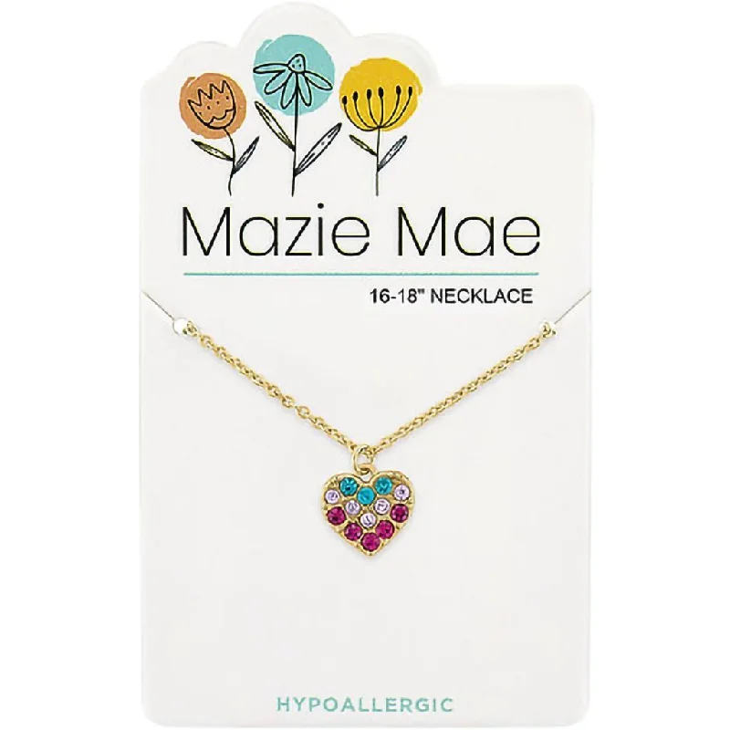 Center Court: Gold Multi-Color CZ Heart Mazie Mae Necklace