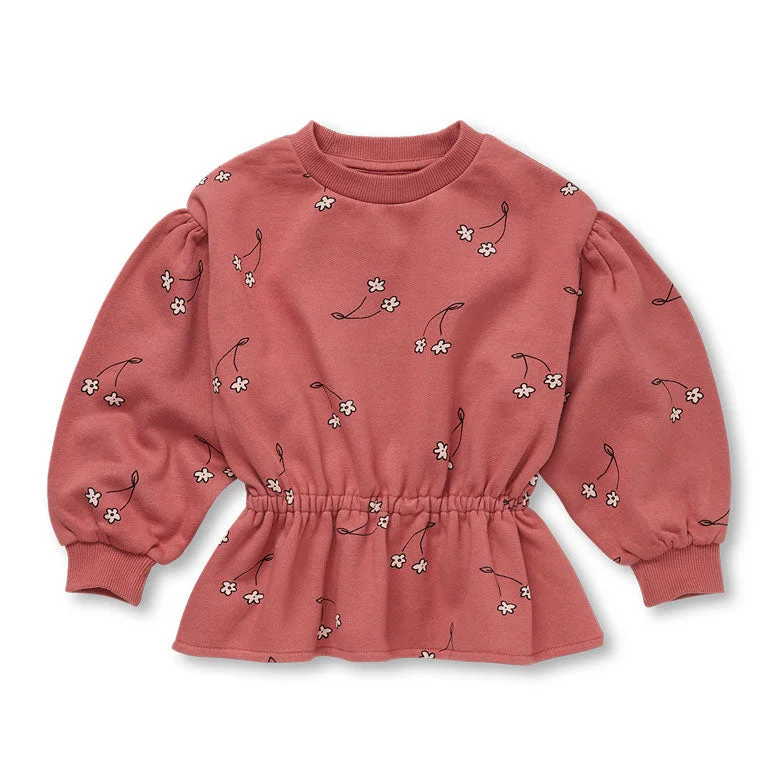 Sproet and Sprout Mauve Cherry Flower Peplum Sweatshirt