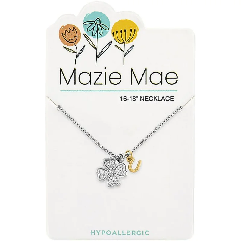 Center Court: Silver CZ Clover & Horseshoe Mazie Mae Necklace