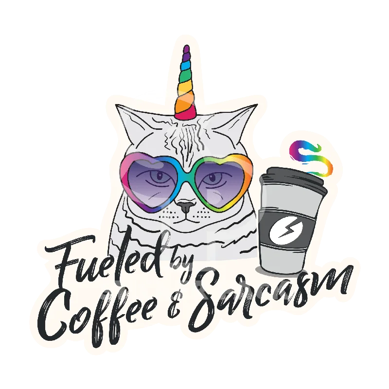 Sticker Pack Fueled by Coffee and Sarcasm; Small Sticker