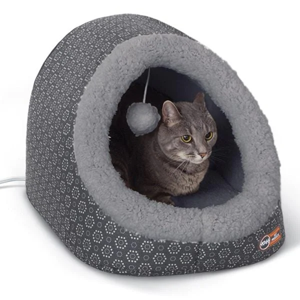 K&H Thermo-Pet Cave Heated Cat Bed; Grey