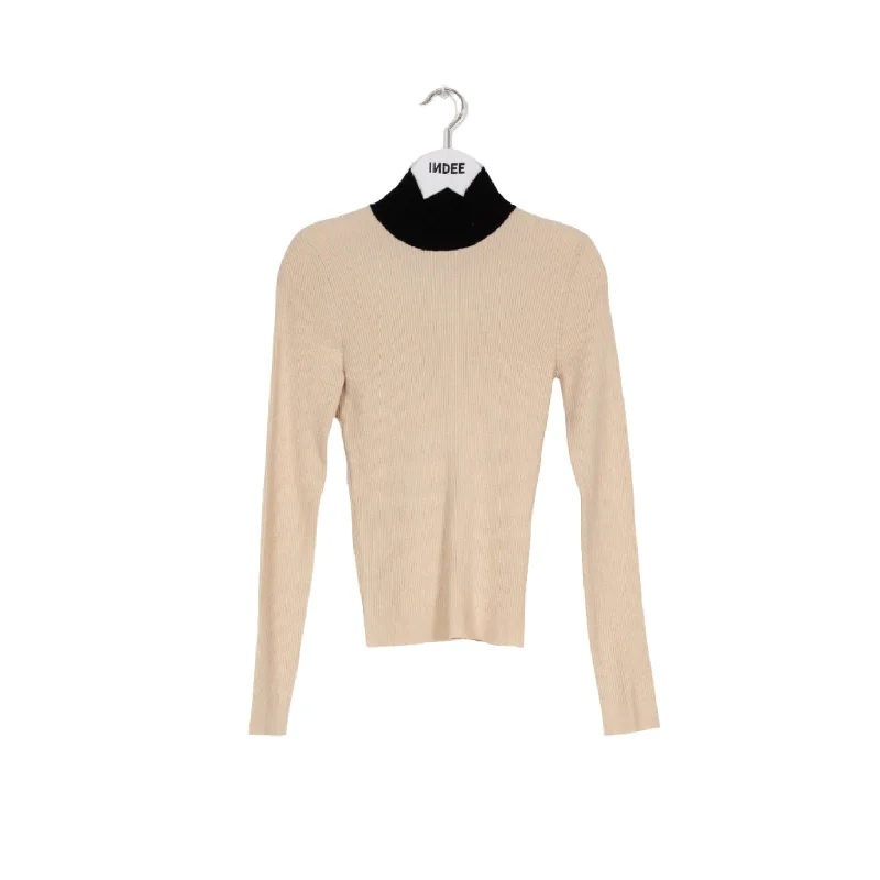 Indee Off White Ribbed Knitted Turtleneck