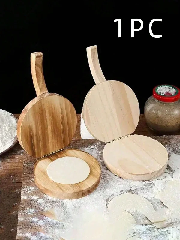 1pc Round Wooden Dough Roller With Handle, For Home Kitchen Use, Suitable For Making Dumpling Wrappers, Steamed Bun Skins, Shanxi Style Pastry Etc.