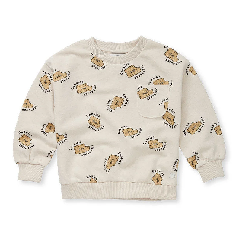 Sproet and Sprout Ivory Cookies Allover Pocket Sweatshirt