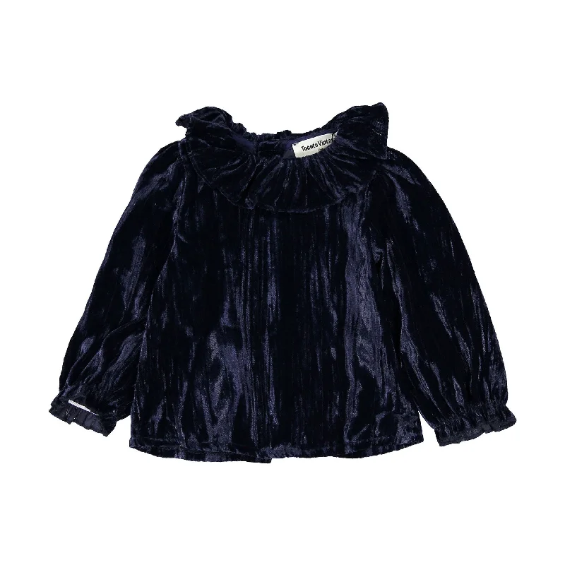 Tocoto Vintage Navy Velvet Baby Blouse