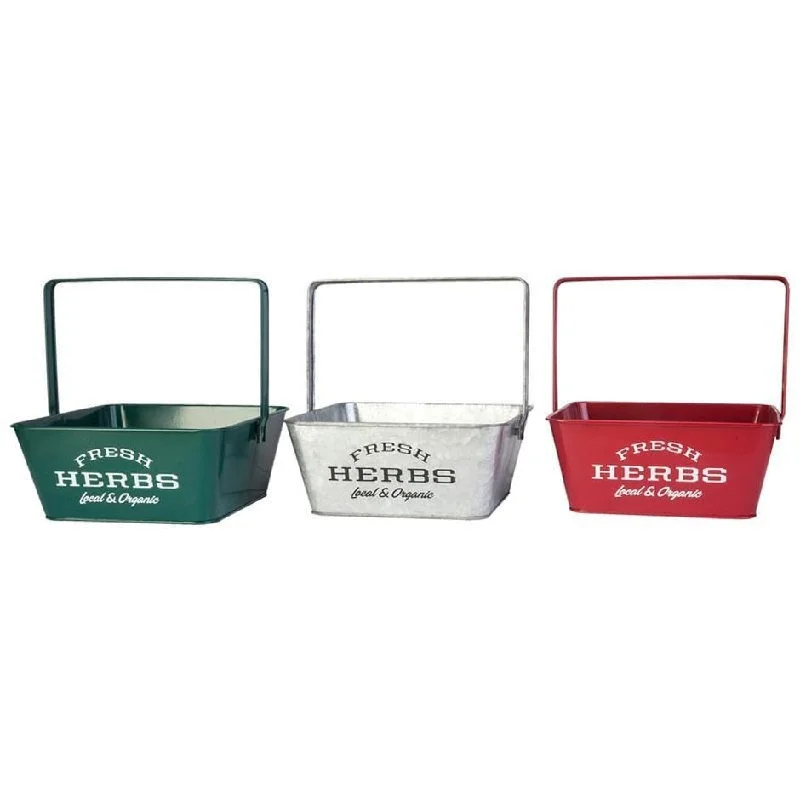 SQUARE HERB PLANTERS WITH HANDLE (6 PCS OF 10"X10, ASSORTED)