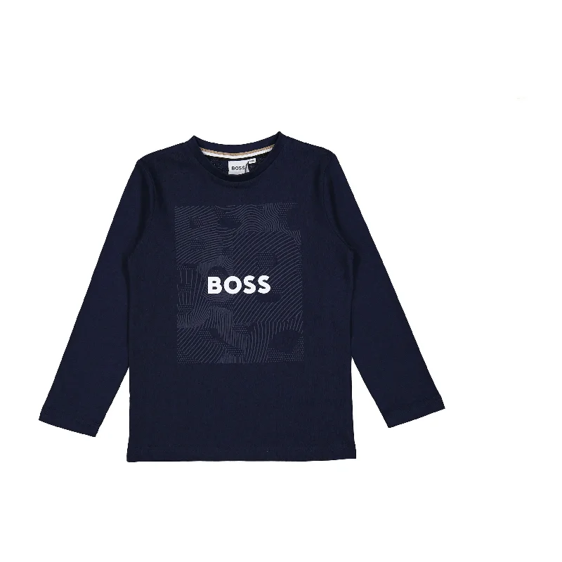 Hugo Boss Navy Long -Sleeve Graphiv T-shirt