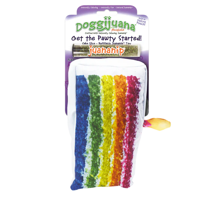 Doggijuana Get the Pawty Started Refillable Cake Slice Dog Toy