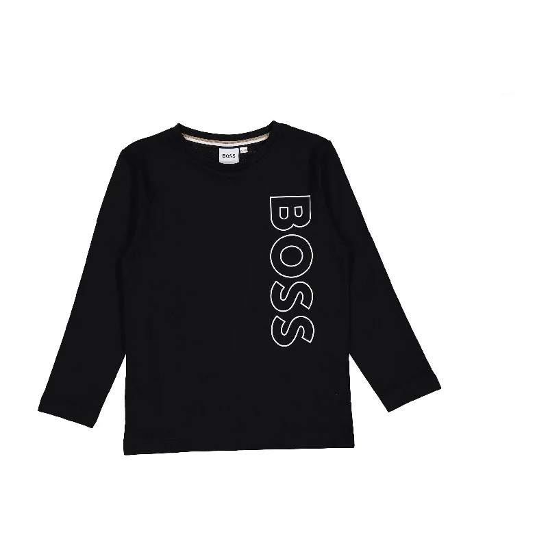 Hugo Boss Black Long Sleeve Vertical Logo T-shirt