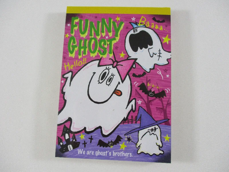 Cute Kawaii HTF Vintage Collectible Kamio Funny Ghost Halloween 4 x 6 Inch Notepad / Memo Pad - Stationery Designer Paper Collection