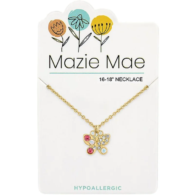 Center Court: Gold Opal & Vintage Rose Butterfly Mazie Mae Necklace